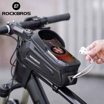 ROCKBROS אופניים תיק עמיד למים עם מסך מגע רכיבה על אופניים התיק הקדמי העליון מסגרת צינור MTB אופני כביש תיק 6.5 במקרה את הטלפון אופניים אביזרים